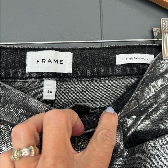 Frame Le High Skinny Crop Color Chrome Noir Size 25 - Picture 4 of 6